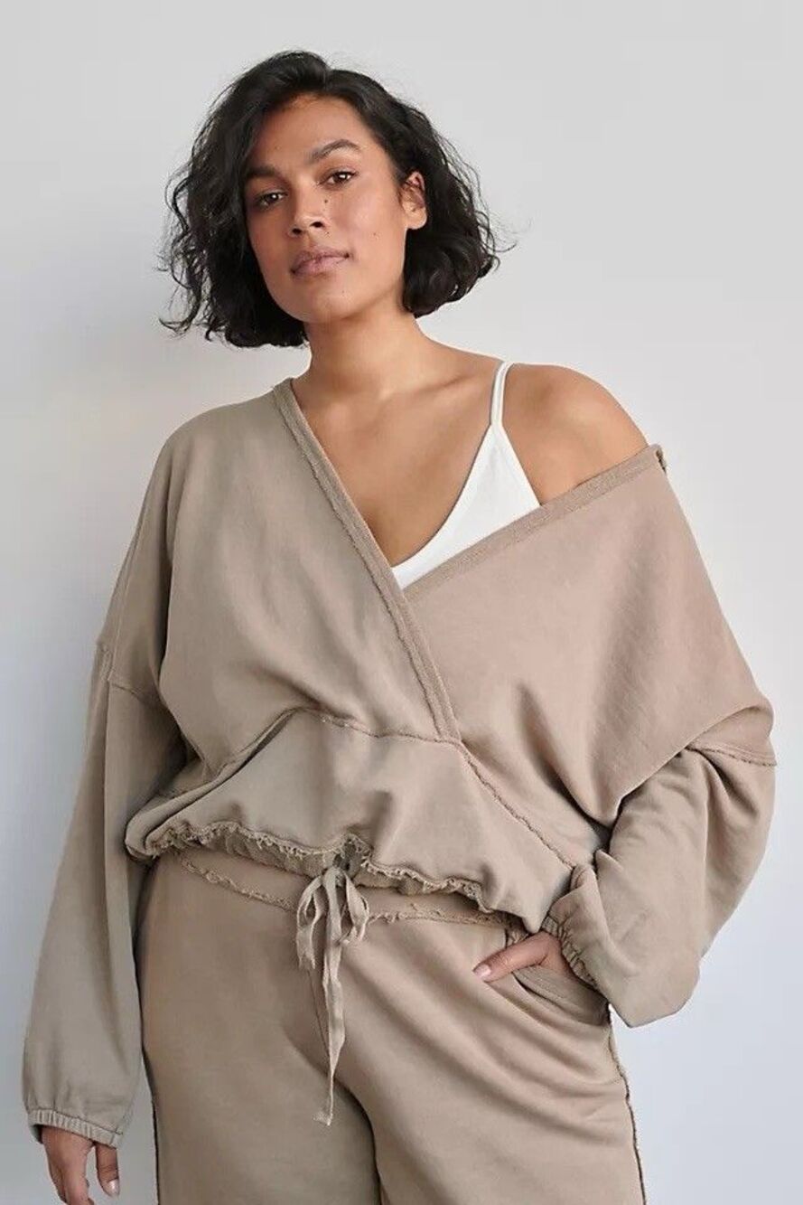 Saturday Sunday Anthropologie Sharon Hoodie M Taupe Tan Cozy Lounge Neutral